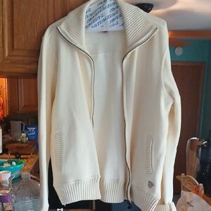 MV Sport Women's Cream Zip-Up Sweater Jacket #14